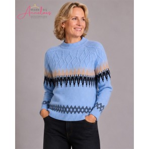 Micha trui 183142 diamant motief Blue Grey Sand
